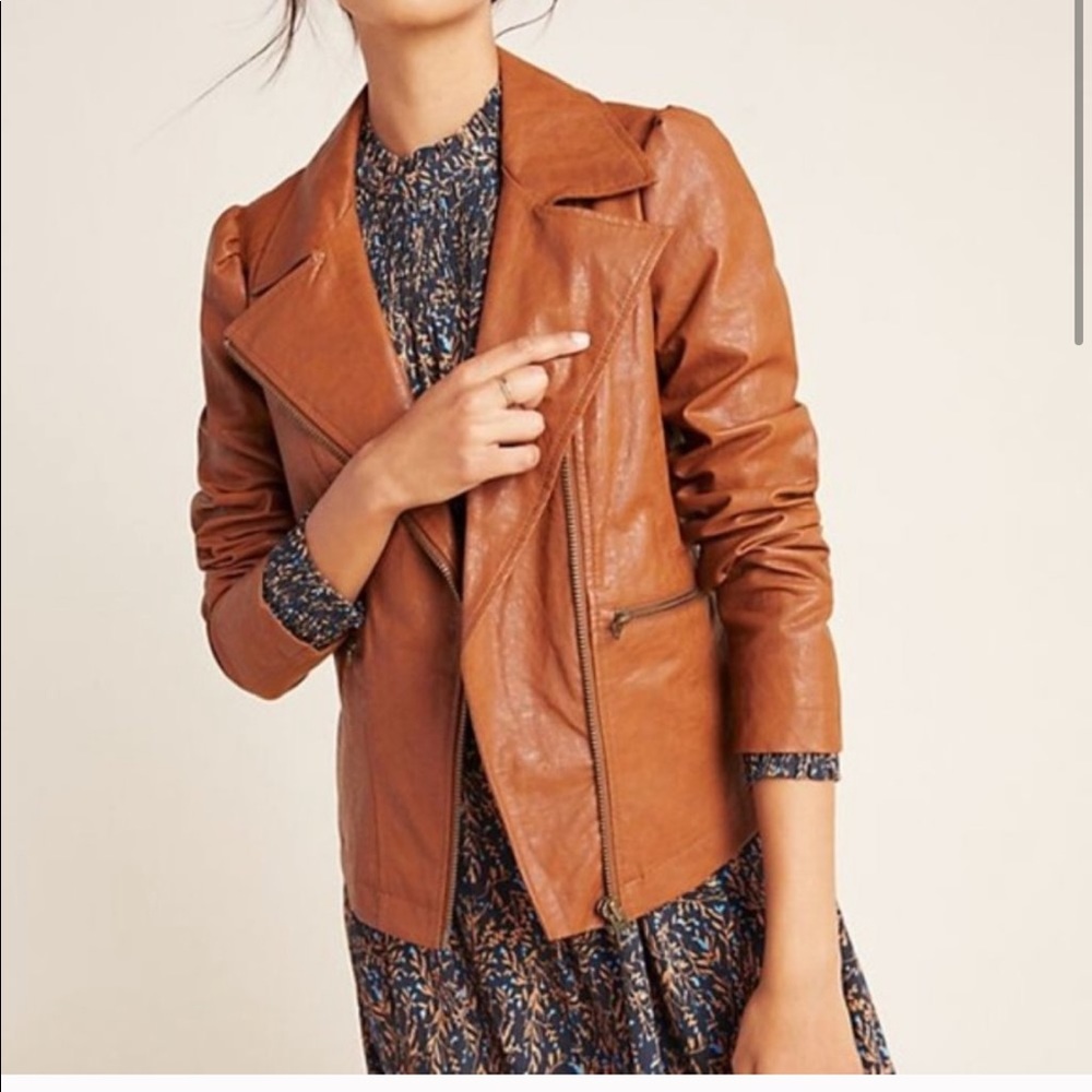 Anthropologie Petula Puffed Sleeve Moto Jacket